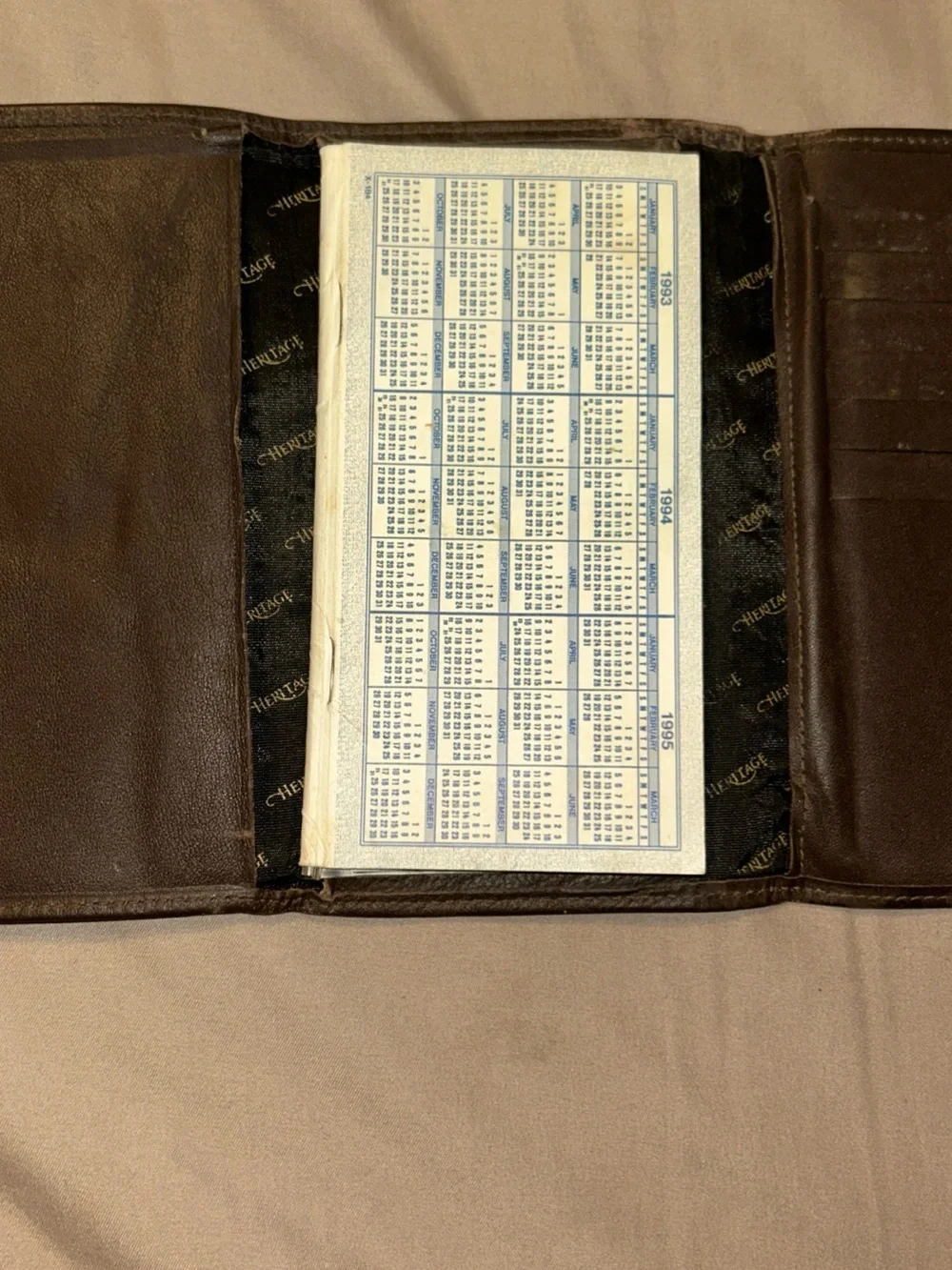Heritage Brown Leather Checkbook Holder with Branded Lining VINTAGE 90s USA - Picture 2 of 11